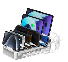 4Smarts Team 100W Laadstation 5x USB-C 1x USB-A Oplader Zilver