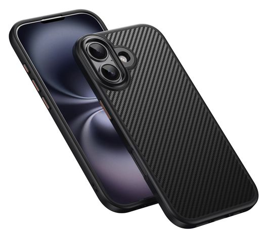 Apple iPhone 17 Hoesje MagSafe Back Cover Carbon Fiber Zwart afbeelding 2