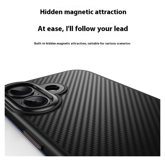 Apple iPhone 17 Hoesje MagSafe Back Cover Carbon Fiber Zwart afbeelding 5