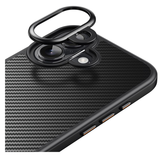 Apple iPhone 17 Hoesje MagSafe Back Cover Carbon Fiber Zwart afbeelding 6