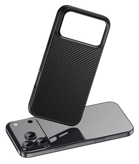 Apple iPhone 17 Pro Hoesje MagSafe Back Cover Carbon Fiber Zwart afbeelding 3
