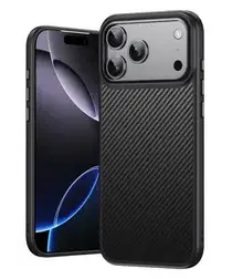 Apple iPhone 17 Pro Max Hoesje MagSafe Back Cover Carbon Fiber Zwart afbeelding