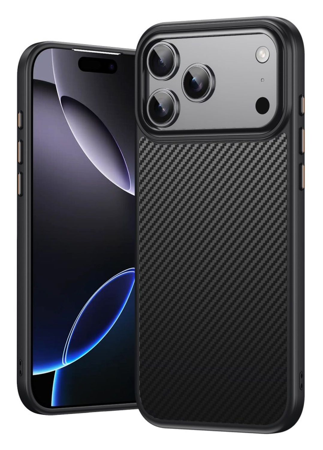 Apple iPhone 17 Pro Max Hoesje MagSafe Back Cover Carbon Fiber Zwart afbeelding 1