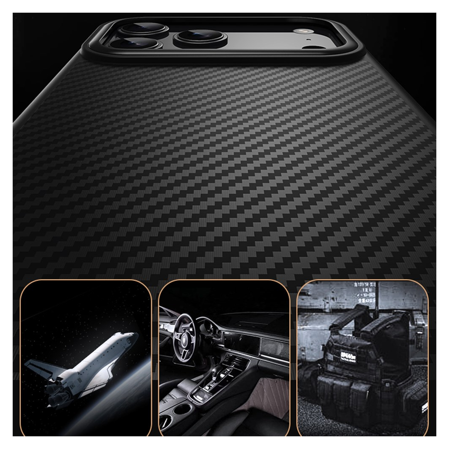 Apple iPhone 17 Pro Max Hoesje MagSafe Back Cover Carbon Fiber Zwart afbeelding 11