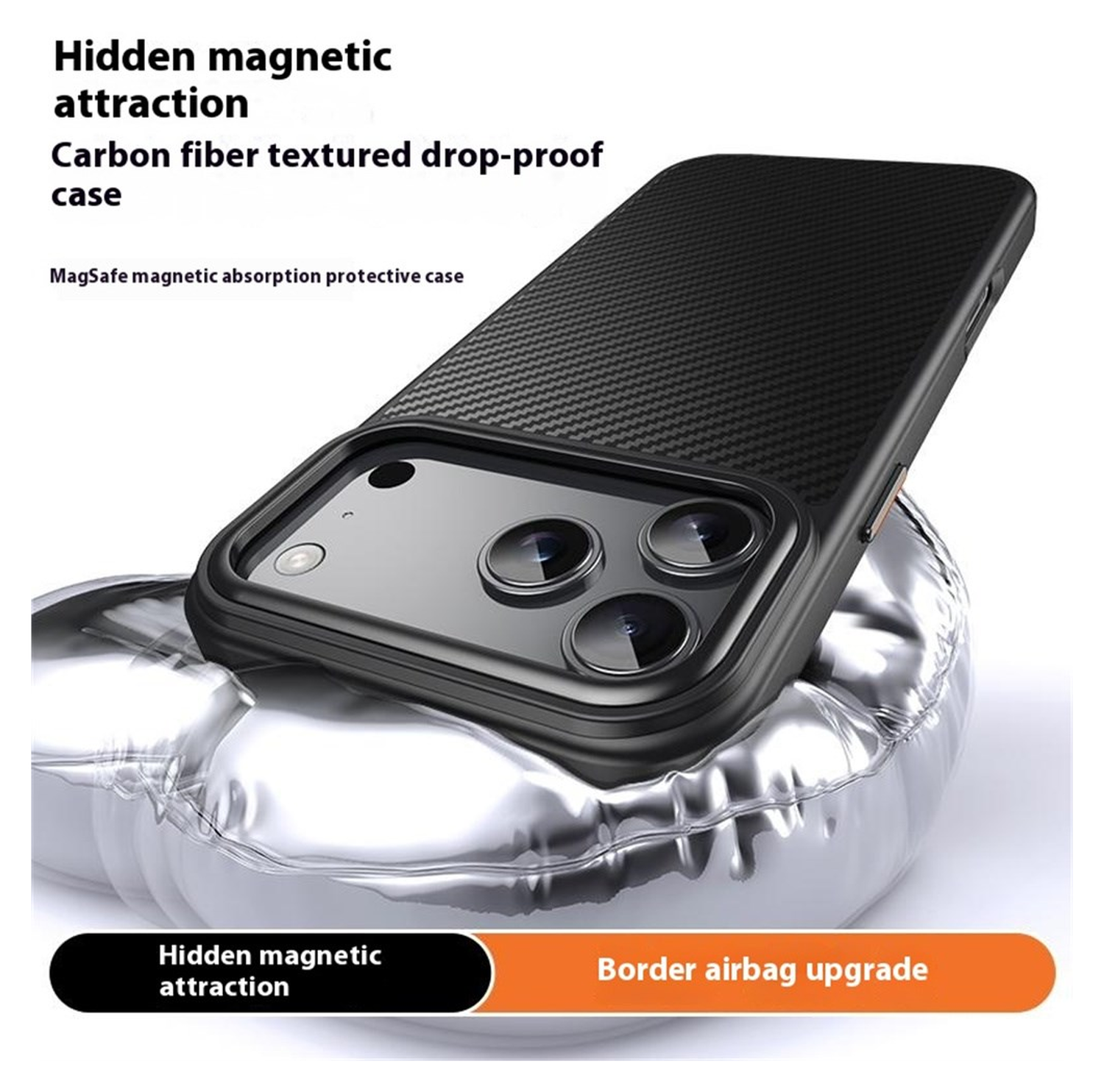 Apple iPhone 17 Pro Max Hoesje MagSafe Back Cover Carbon Fiber Zwart afbeelding 6