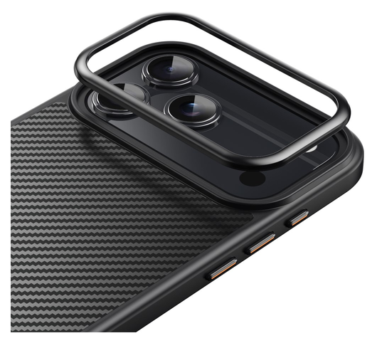 Apple iPhone 17 Pro Max Hoesje MagSafe Back Cover Carbon Fiber Zwart afbeelding 4