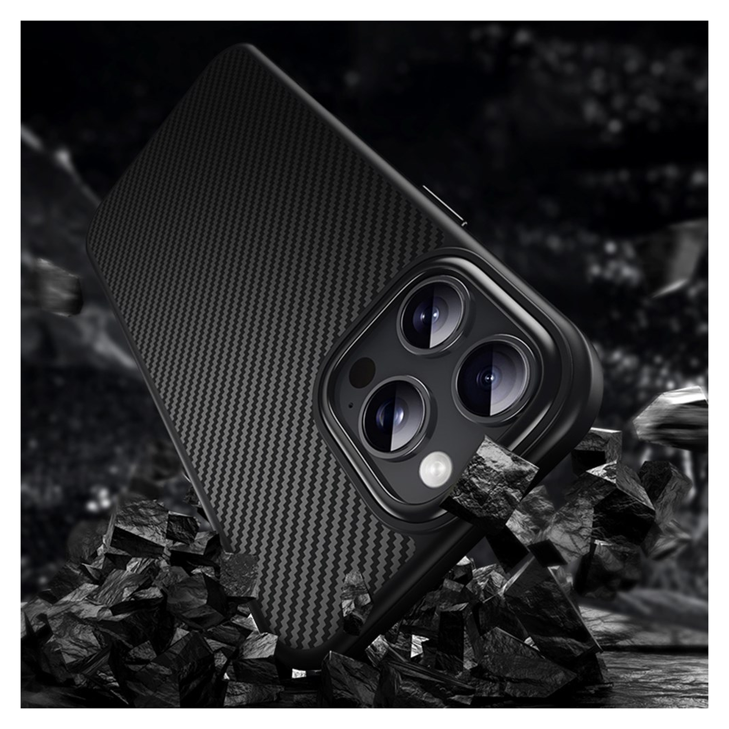 Apple iPhone 16 Pro Max Hoesje MagSafe Back Cover Carbon Fiber Zwart afbeelding 5