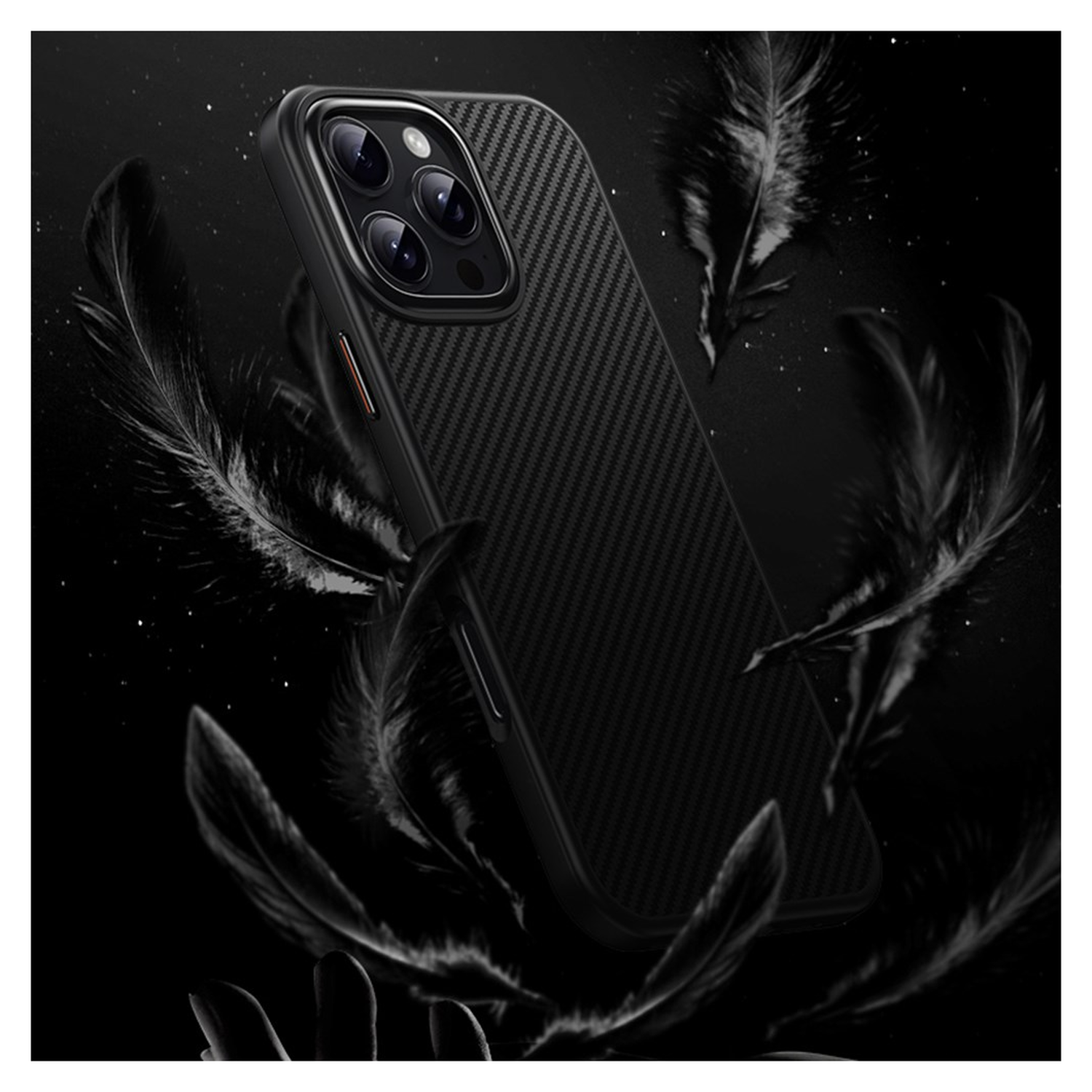 Apple iPhone 16 Pro Max Hoesje MagSafe Back Cover Carbon Fiber Zwart afbeelding 8