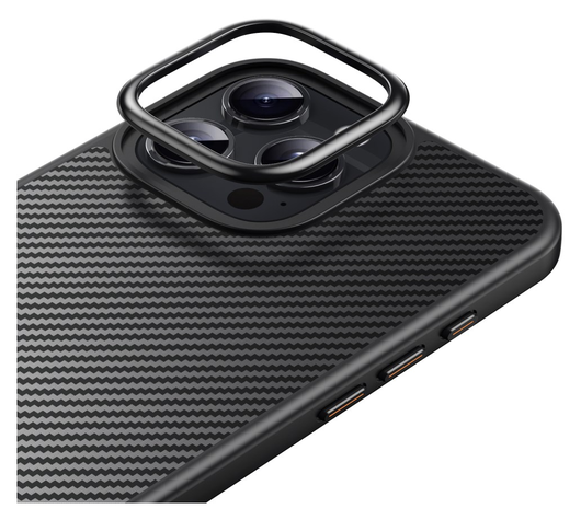 Apple iPhone 16 Pro Max Hoesje MagSafe Back Cover Carbon Fiber Zwart afbeelding 11
