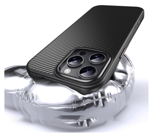 Apple iPhone 16 Pro Max Hoesje MagSafe Back Cover Carbon Fiber Zwart afbeelding 4