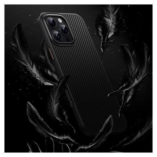 Apple iPhone 16 Pro Max Hoesje MagSafe Back Cover Carbon Fiber Zwart afbeelding 8