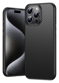 Apple iPhone 16 Pro Max Hoesje MagSafe Back Cover Carbon Fiber Zwart