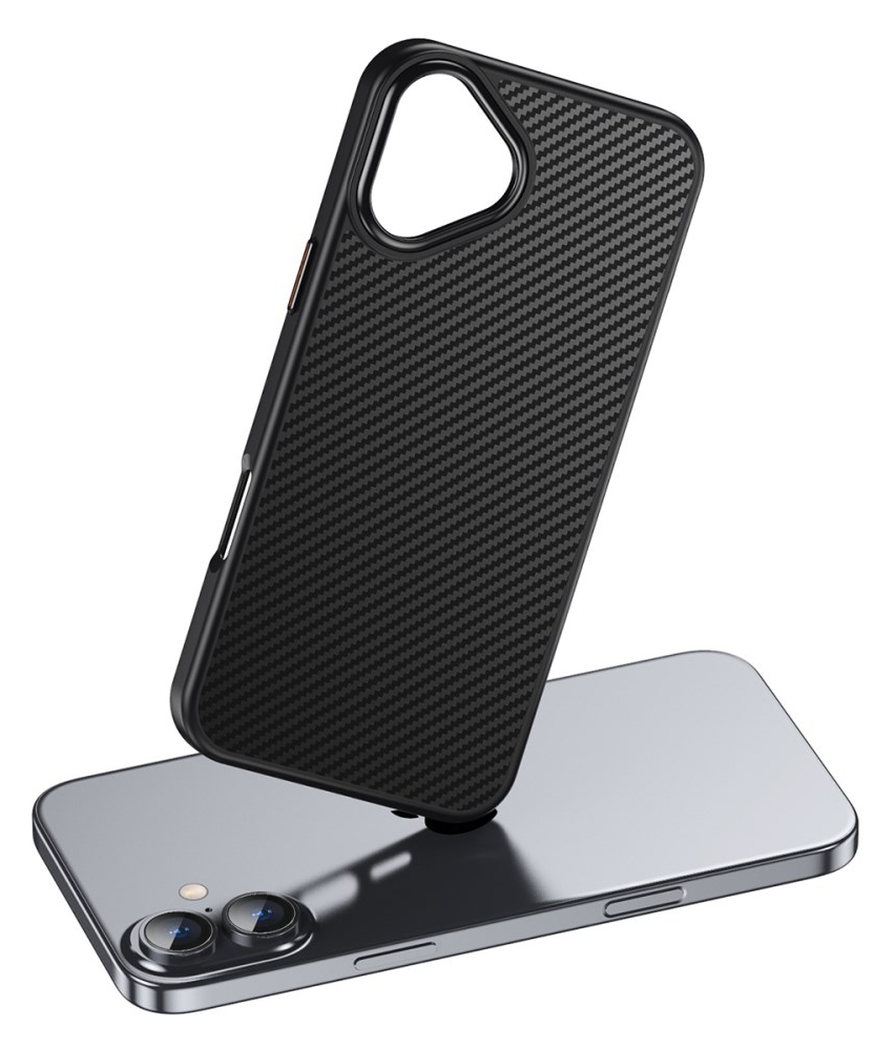 Apple iPhone 16 Hoesje MagSafe Back Cover Carbon Fiber Zwart afbeelding 11