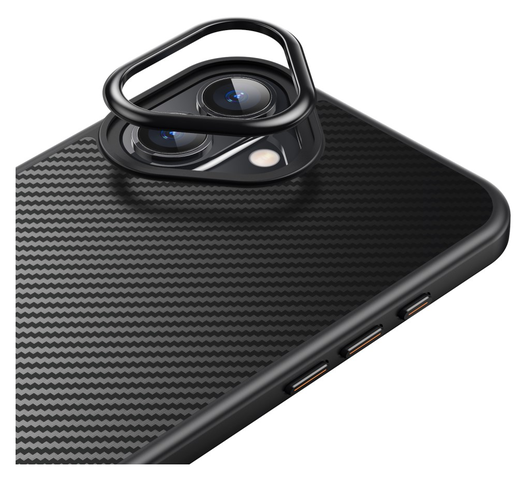 Apple iPhone 16 Hoesje MagSafe Back Cover Carbon Fiber Zwart afbeelding 10