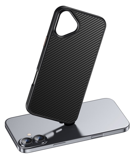 Apple iPhone 16 Hoesje MagSafe Back Cover Carbon Fiber Zwart afbeelding 11