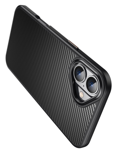 Apple iPhone 16 Hoesje MagSafe Back Cover Carbon Fiber Zwart afbeelding 9
