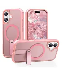 Apple iPhone 17 Hoesje MagSafe Back Cover met Kickstand Roze afbeelding