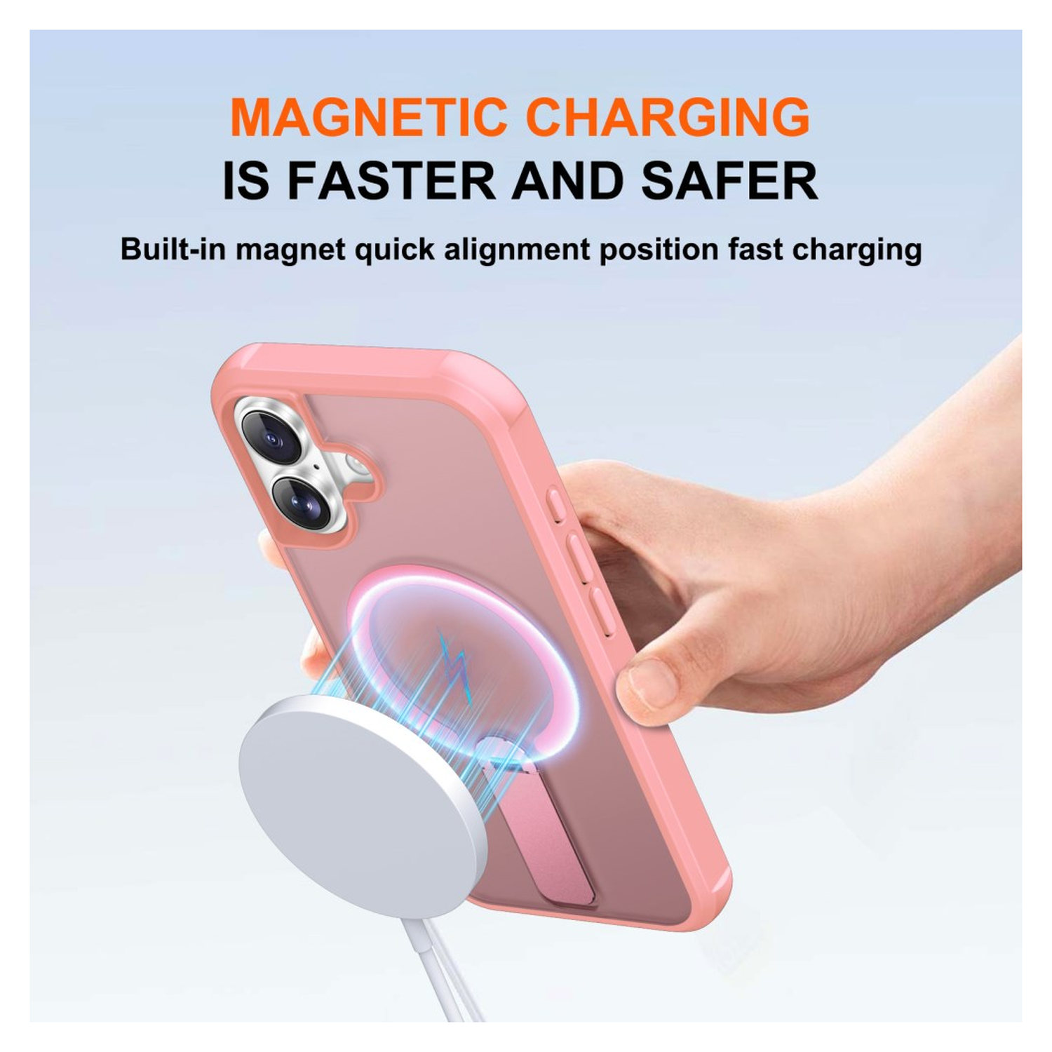 Apple iPhone 17 Hoesje MagSafe Back Cover met Kickstand Roze afbeelding 2