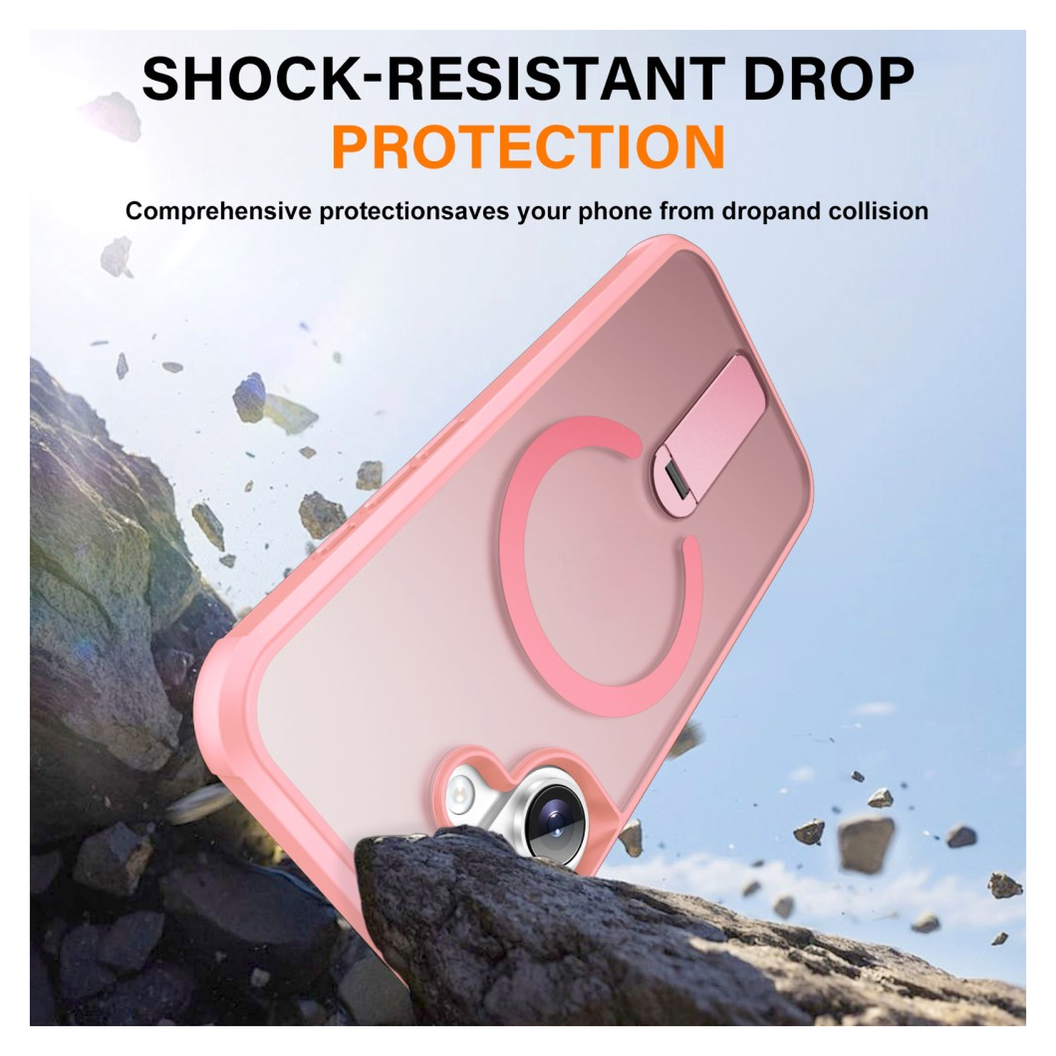 Apple iPhone 17 Hoesje MagSafe Back Cover met Kickstand Roze afbeelding 3