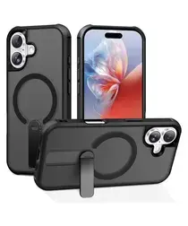 Apple iPhone 17 Hoesje MagSafe Back Cover met Kickstand Zwart afbeelding