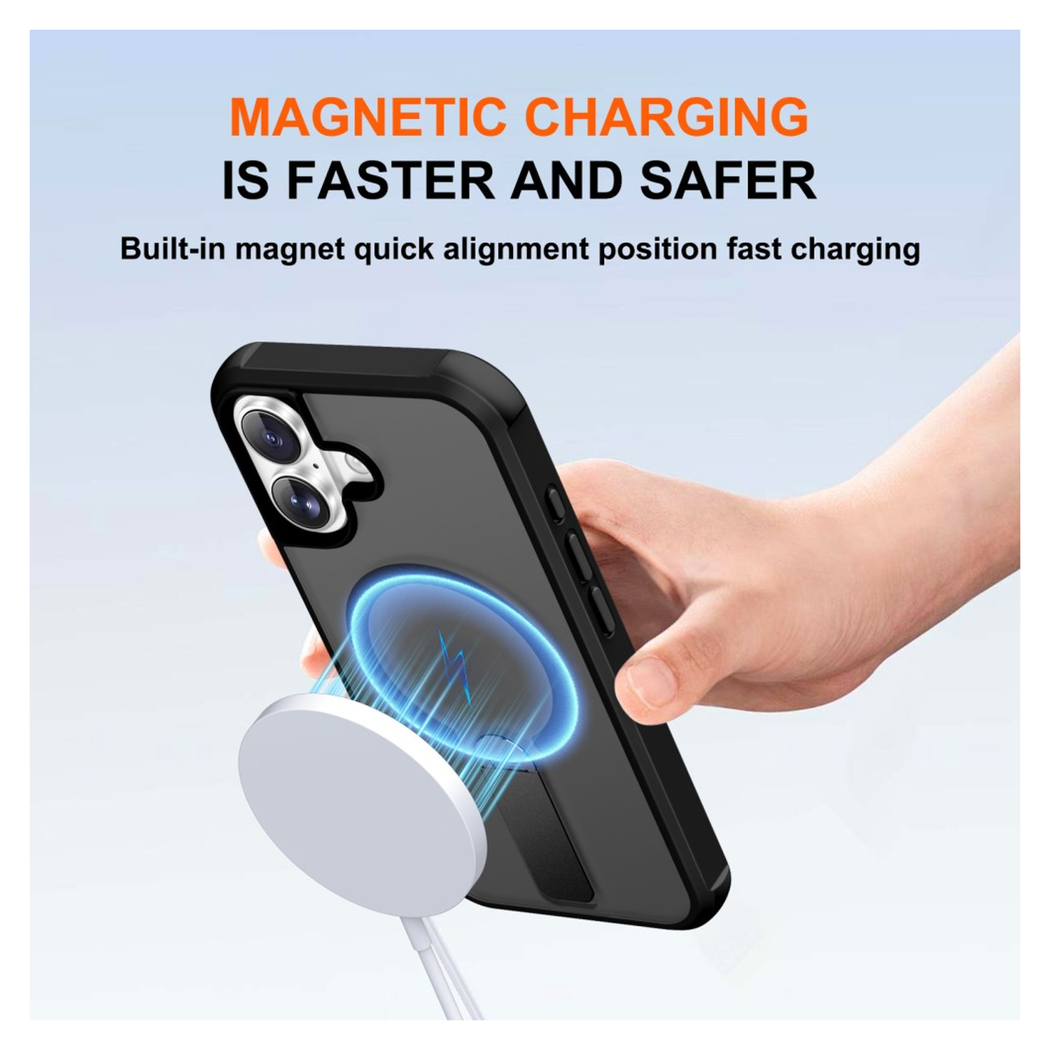 Apple iPhone 17 Hoesje MagSafe Back Cover met Kickstand Zwart afbeelding 2