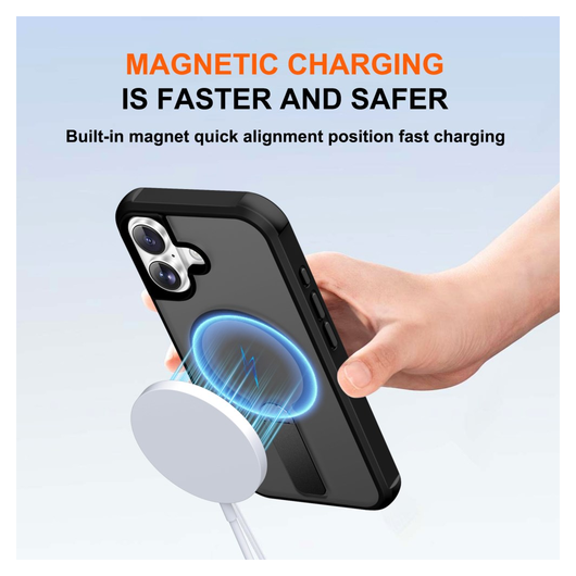 Apple iPhone 17 Hoesje MagSafe Back Cover met Kickstand Zwart afbeelding 2