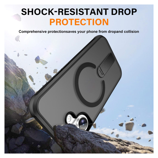 Apple iPhone 17 Hoesje MagSafe Back Cover met Kickstand Zwart afbeelding 3