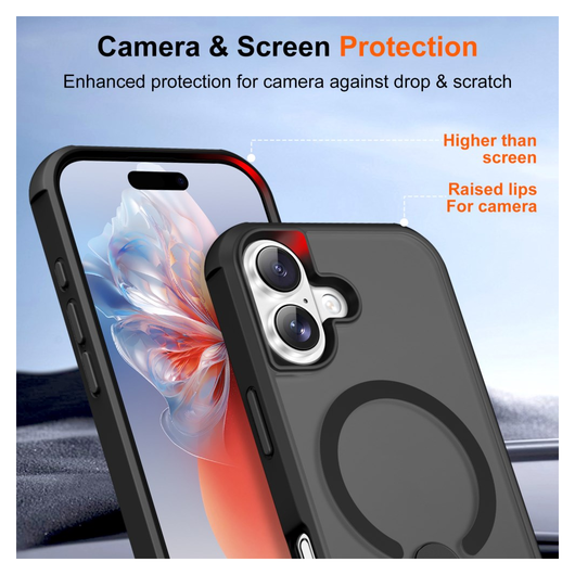 Apple iPhone 17 Hoesje MagSafe Back Cover met Kickstand Zwart afbeelding 5