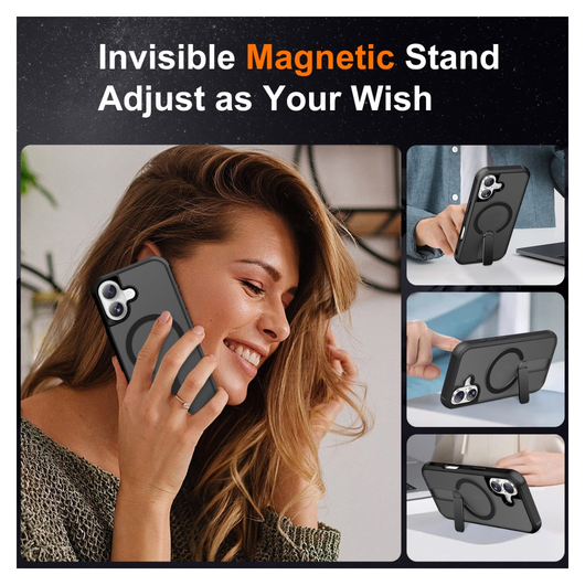 Apple iPhone 17 Hoesje MagSafe Back Cover met Kickstand Zwart afbeelding 6