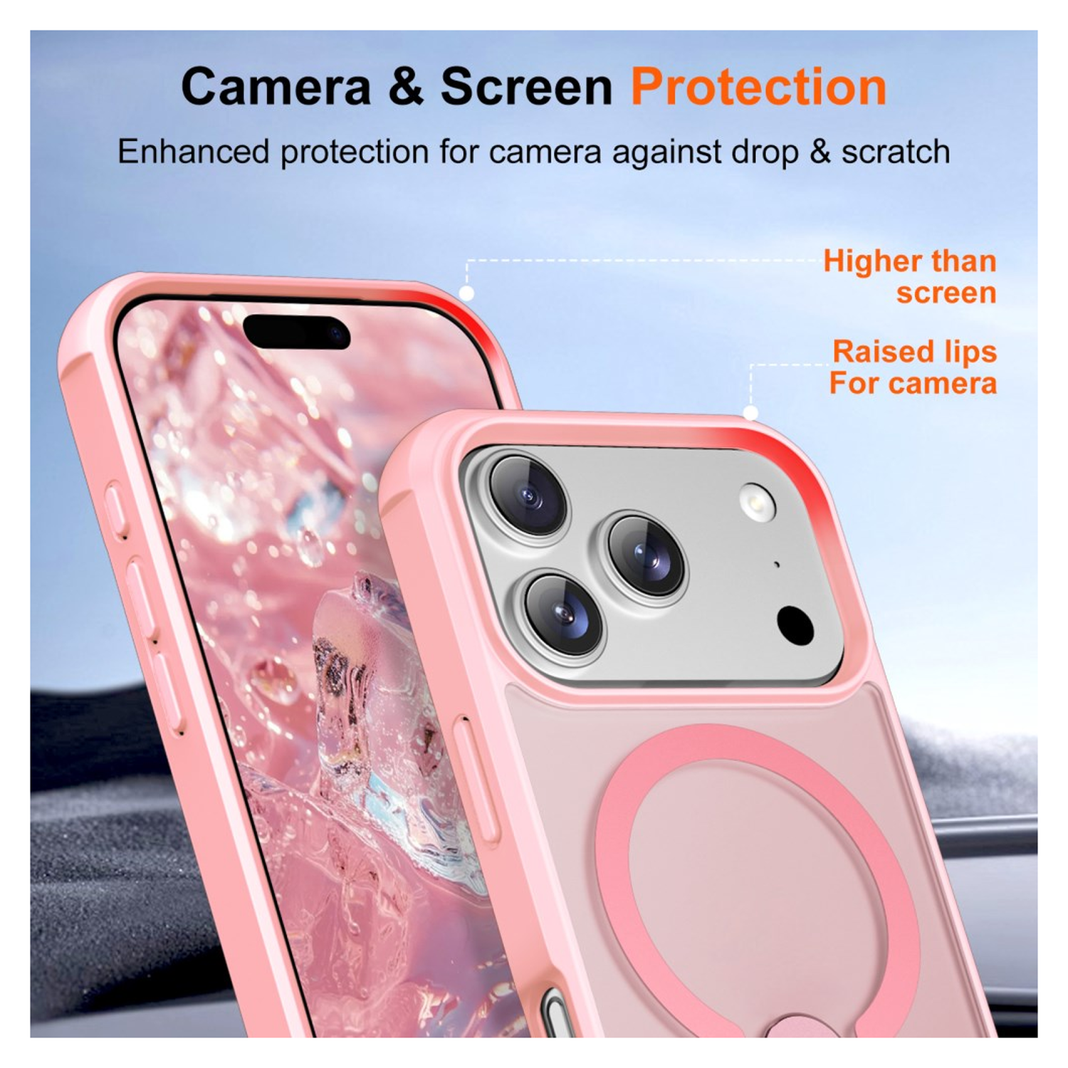 Apple iPhone 17 Pro Hoesje MagSafe Back Cover met Kickstand Roze afbeelding 5