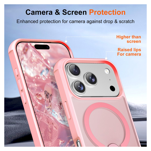 Apple iPhone 17 Pro Hoesje MagSafe Back Cover met Kickstand Roze afbeelding 5