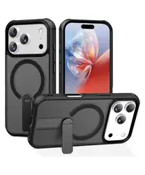 Apple iPhone 17 Pro Hoesje MagSafe Back Cover met Kickstand Zwart afbeelding
