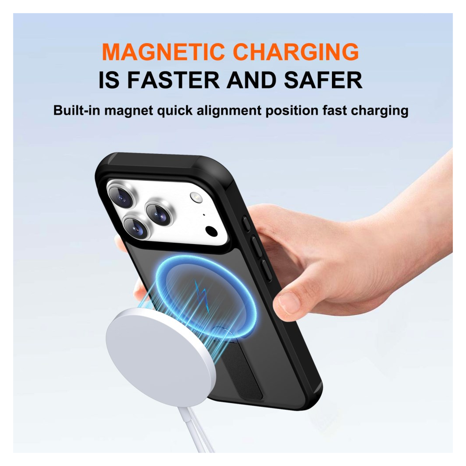 Apple iPhone 17 Pro Hoesje MagSafe Back Cover met Kickstand Zwart afbeelding 2