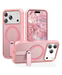 Apple iPhone 17 Pro Max Hoesje MagSafe Back Cover met Kickstand Roze afbeelding
