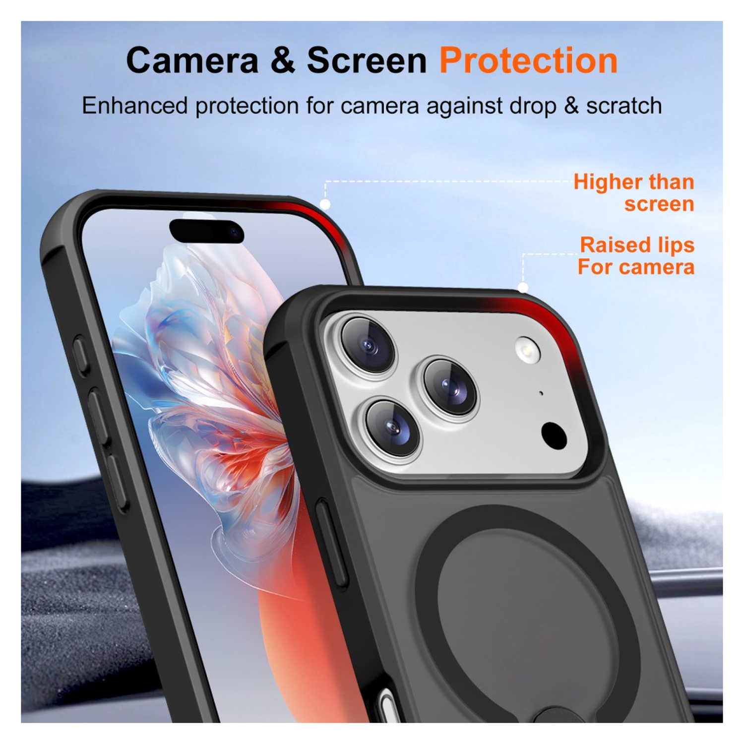 Apple iPhone 17 Pro Max Hoesje MagSafe Back Cover met Kickstand Zwart afbeelding 5