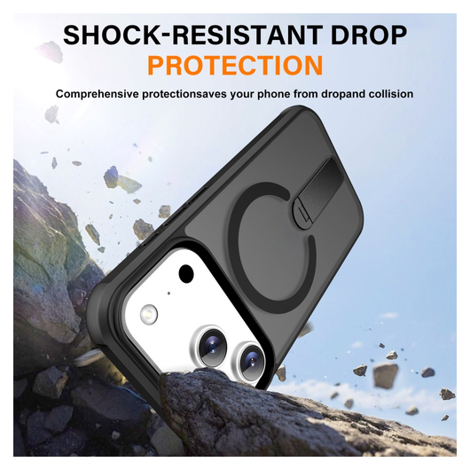 Apple iPhone 17 Pro Max Hoesje MagSafe Back Cover met Kickstand Zwart afbeelding 3