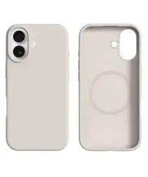 Apple iPhone 17 Hoesje MagSafe Siliconen Back Cover Dun Beige afbeelding