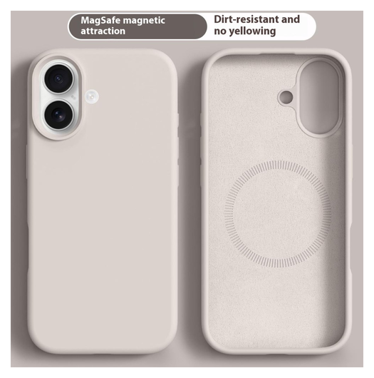Apple iPhone 17 Hoesje MagSafe Siliconen Back Cover Dun Beige afbeelding 2