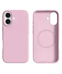 Apple iPhone 17 Hoesje MagSafe Siliconen Back Cover Dun Roze afbeelding