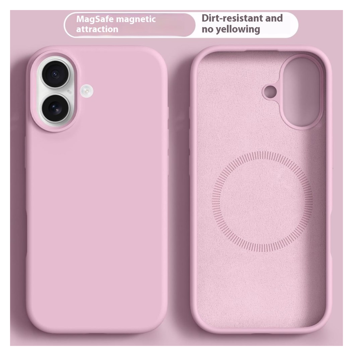 Apple iPhone 17 Hoesje MagSafe Siliconen Back Cover Dun Roze afbeelding 2