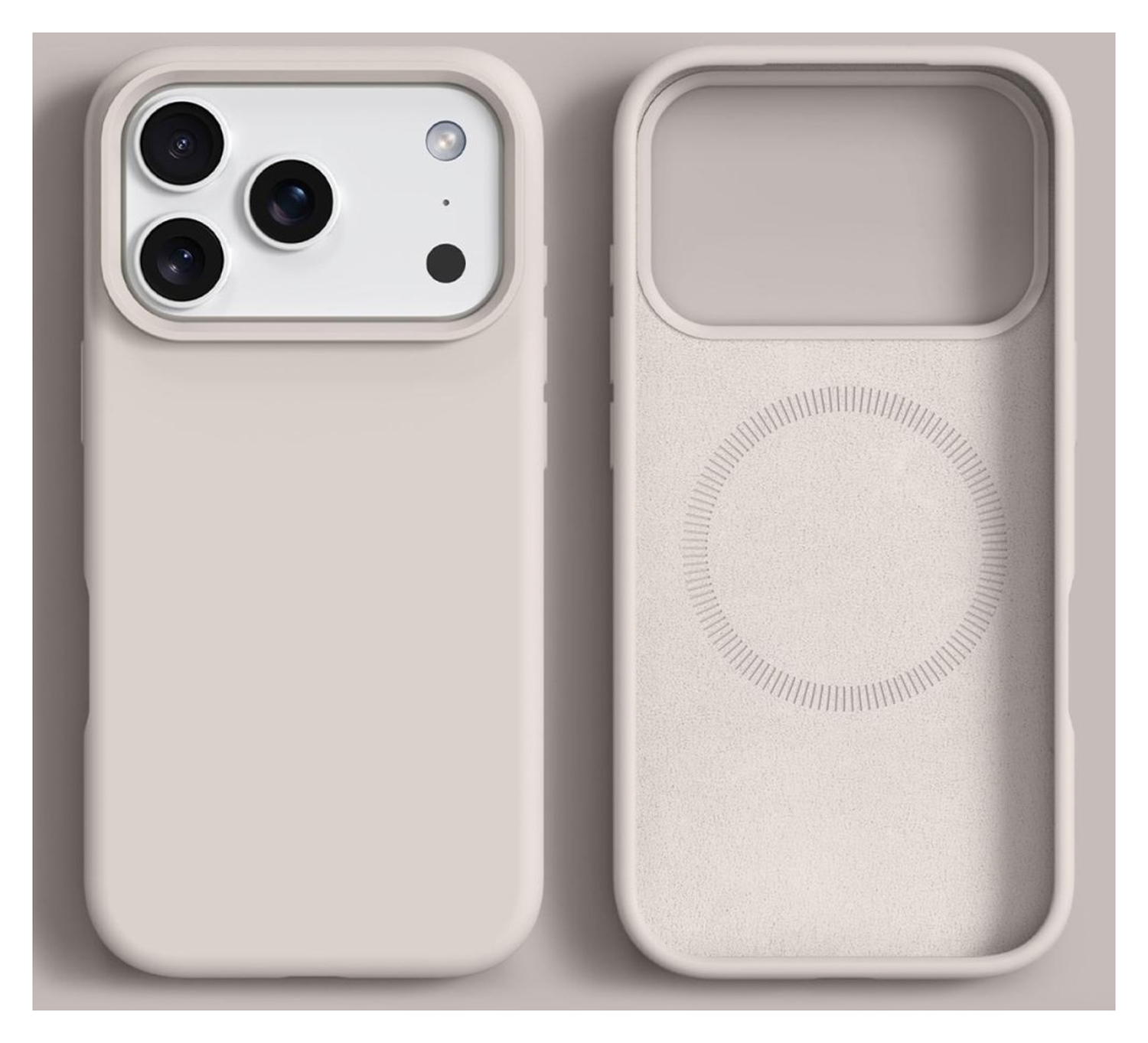 Apple iPhone 17 Pro Hoesje MagSafe Siliconen Back Cover Dun Beige afbeelding 2