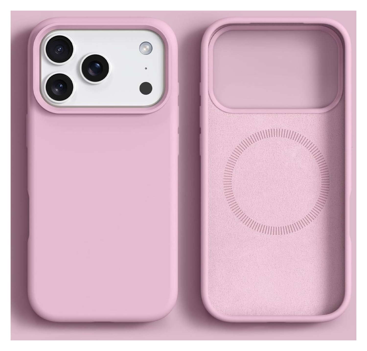 Apple iPhone 17 Pro Hoesje MagSafe Siliconen Back Cover Dun Roze afbeelding 2