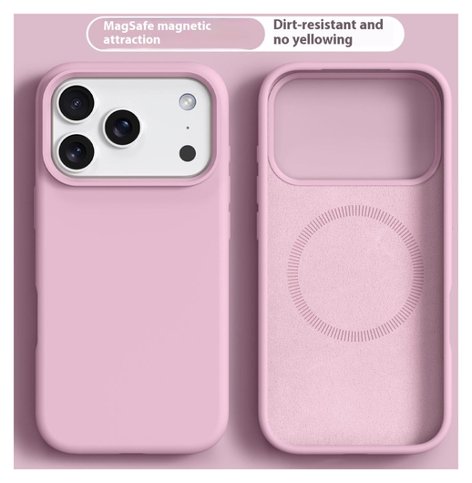 Apple iPhone 17 Pro Max Hoesje MagSafe Siliconen Back Cover Dun Roze afbeelding 2