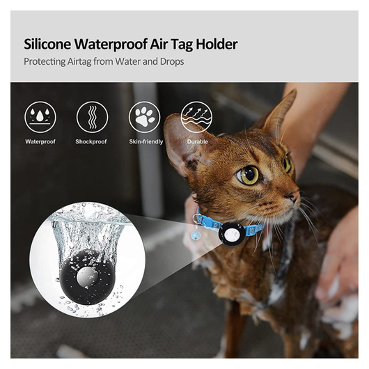 AirTag Hoesje voor Huisdieren Reflecterende Siliconen Halsband met Bel Blauw afbeelding 3
