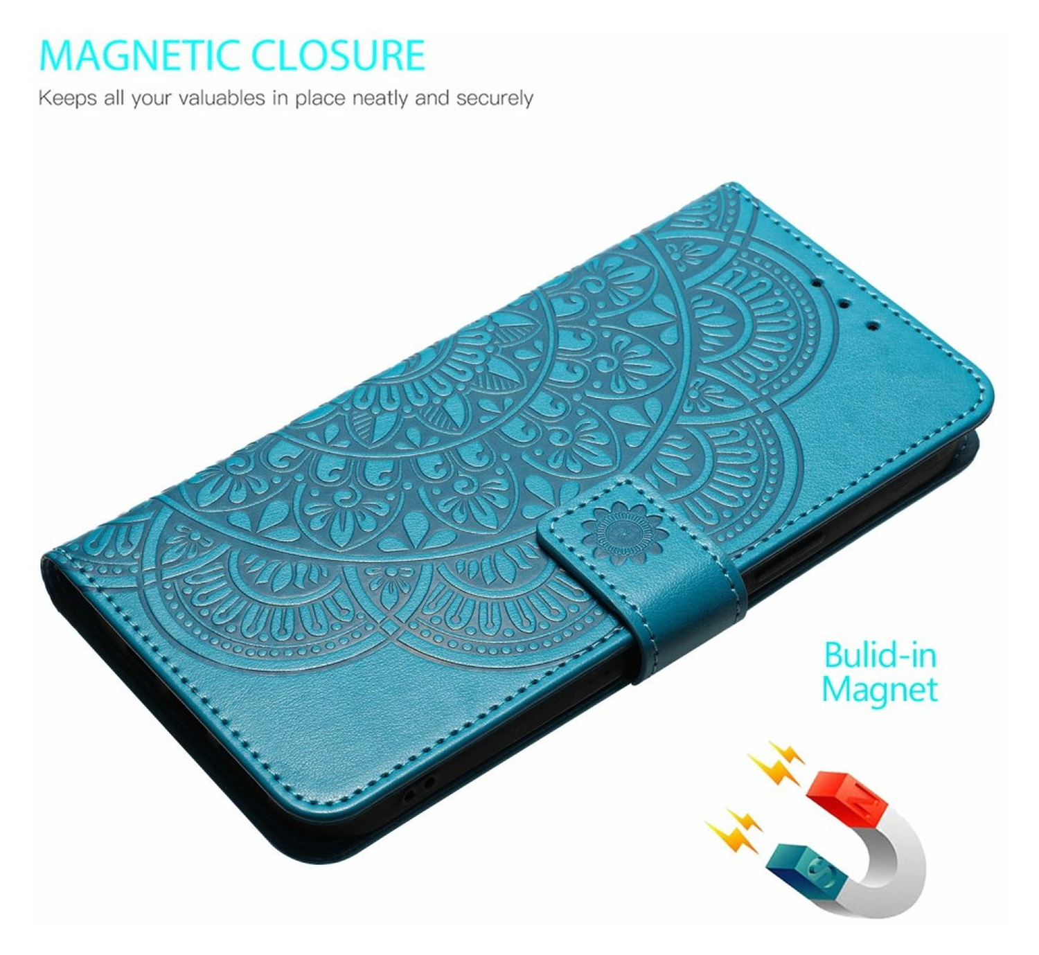 Samsung Galaxy A17 / A26 Hoesje Mandala Book Case met Pasjeshouder Blauw afbeelding 4