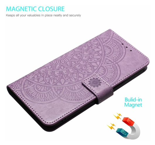Samsung Galaxy A17 / A26 Hoesje Mandala Book Case met Pasjeshouder Paars afbeelding 4