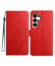 Samsung Galaxy A17 / A26 Hoesje Mandala Book Case met Pasjeshouder Rood afbeelding