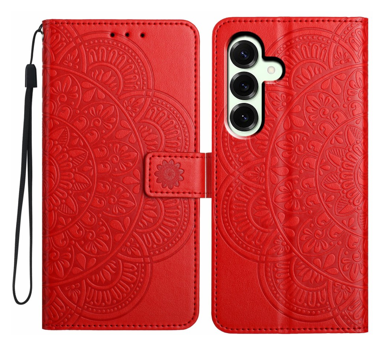 Samsung Galaxy A17 / A26 Hoesje Mandala Book Case met Pasjeshouder Rood afbeelding 1