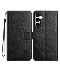 Samsung Galaxy S25 FE Hoesje Mandala Book Case met Pasjeshouder Zwart afbeelding