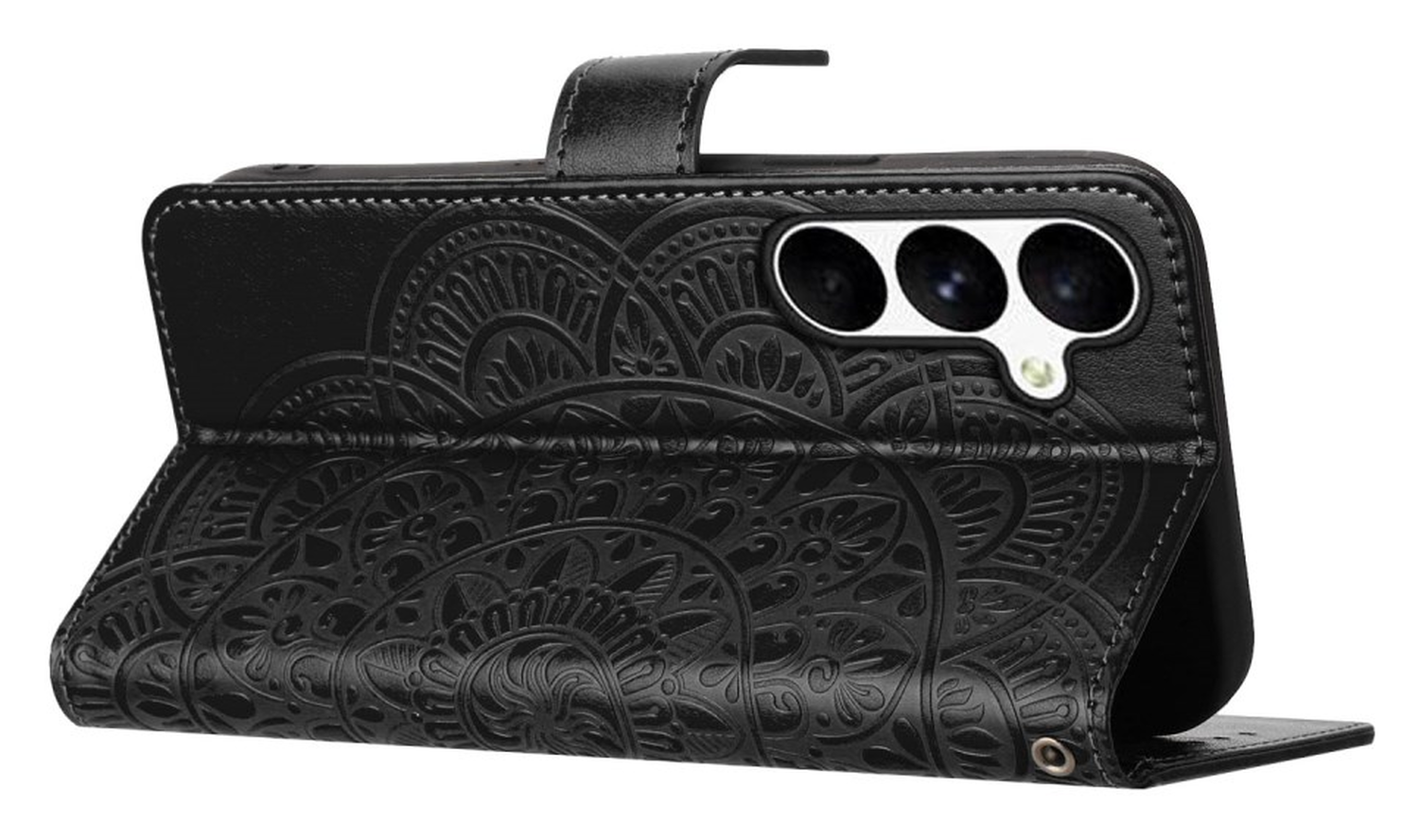Samsung Galaxy S25 FE Hoesje Mandala Book Case met Pasjeshouder Zwart afbeelding 4